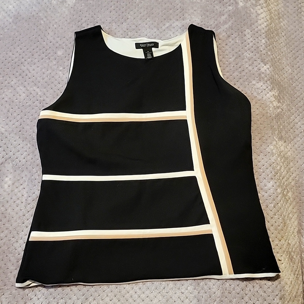 WHBM sleveleas top, black with white and cream